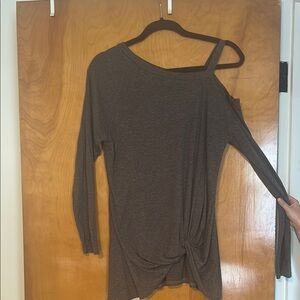 Elegant Brown Asymmetrical Women's Blouse